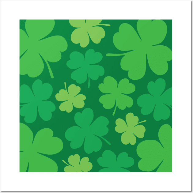 Lucky 4 Leaf Clover Pattern Wall Art by designminds1